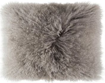 Luna Light Gray Fur Lumbar Pillow