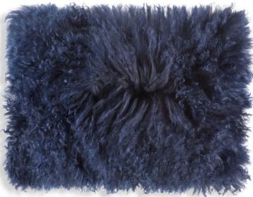 Luna Navy Fur Lumbar Pillow