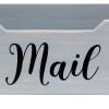 Rustic Farmhouse Wooden Tabletop Decorative Script Word "Mail" Organizer Box, Letter Holder, Gray Wash