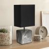 Petite Marbled Ceramic Tabletop Lamp with Fabric Shade, Black with Black Shade