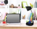 Gooseneck Organizer Desk Lamp with Holder and Charging Outlet, Black