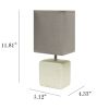 Petite Faux Stone Tabletop Lamp with Fabric Shade, White with Gray Shade