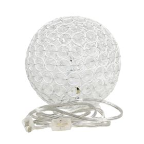 Elipse Medium 8" Contemporary Metal Crystal Round Sphere Glamourous Orb Table Lamp for Living Room, Bedroom, Entryway, Office, Foyer, Home Décor, Whit