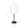 Black Stick Lamp with USB charging port and Fabric Shade 2 Pack Set, White