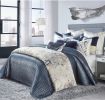 Maya Queen Navy And Silver Quilt Set