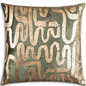 Mila Circular Abstract Green Gold Pillow