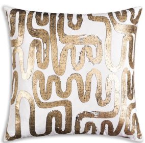 Mila Circular Abstract Ivory Gold Pillow