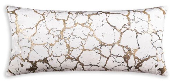 Mila Crackle Abstract Ivory Gold Pillow