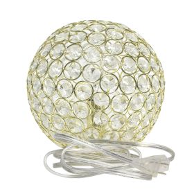 Elipse Medium 8" Contemporary Metal Crystal Round Sphere Glamourous Orb Table Lamp for Living Room, Bedroom, Entryway, Office, Foyer, Home Décor, Gold