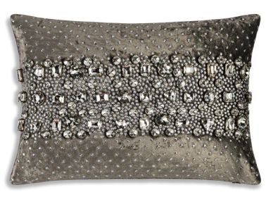 Lola Bedazzled Crystal Steel Lumbar Pillow