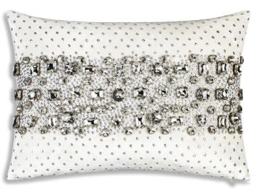 Lola Bedazzled Crystal White Lumbar Pillow