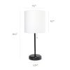 Black Stick Lamp with Charging Outlet and Fabric Shade 2 Pack Set, White