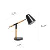 Black Matte and Wooden Pivot Desk Lamp