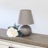 Mini Ceramic Globe Tabletop Lamp, Gray