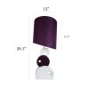 Purple and White Stacked Circle Ceramic Table Lamp with Asymmetrical Shade