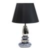 Stacked Chrome and Metallic Blue Stones Ceramic Table Lamp with Black Shade