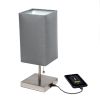 Petite Stick Lamp with USB Charging Port and Fabric Shade 2 Pack Set, Gray