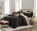 Onyx Queen Black Striped Duvet Set