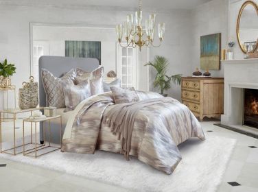 Opal Queen Grey And Gold Duvet