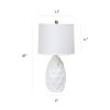 Resin Palm Lamp with Fabric Shade, White