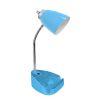 Gooseneck Organizer Desk Lamp with Holder and USB Port, Blue