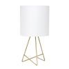 Down to the Wire Tabletop Lamp with Fabric Shade, Gold with White Shade