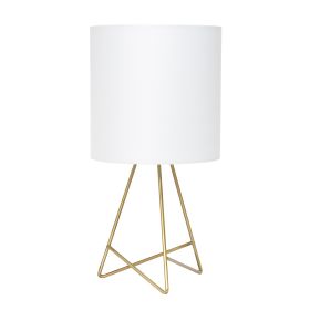 Down to the Wire Tabletop Lamp with Fabric Shade, Gold with White Shade