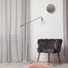 Swing Arm Floor Lamp with Clear Glass Cylindrical Shade, Chrome