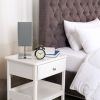 Petite Stick Lamp with USB Charging Port and Fabric Shade, Gray