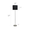 Brushed Nickel Floor Lamp with Drum Shade, Black