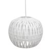 1-Light 11.38" Bohemian Farmhouse Coastal Woven Paper Shade Ceiling Pendant, White