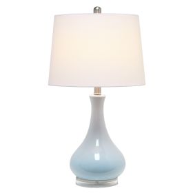 Droplet Table Lamp with Fabric Shade, Light Blue