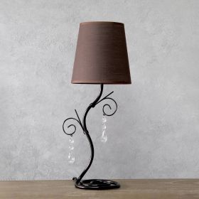 Priva 19" Contemporary Metal Winding Ivy Table Desk Lamp with Brown Fabric Shade for Home Décor, Bedroom, Living Room, Dining Room, Foyer