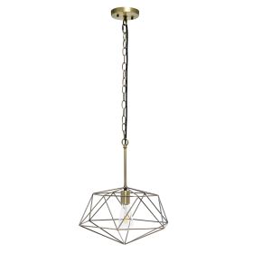 1 Light 16" Modern Metal Wire Paragon Hanging Ceiling Pendant Fixture, Antique Brass