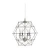 4 Light Hexagon Industrial Rustic Ceiling Pendant Light, Brushed Nickel