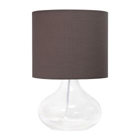 Glass Raindrop Tabletop Lamp with Fabric Shade, Clear with Gray Shade