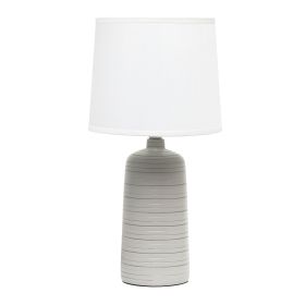 Textured Linear Ceramic Tabletop Lamp, Taupe