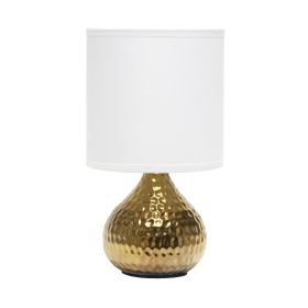 Hammered Gold Drip Mini Tabletop Lamp, White