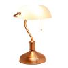 Rose Gold Banker's Desk Lamp with Glass Shade