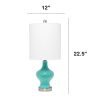 Paseo Table Lamp with White Fabric Shade, Teal