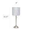 Brushed Nickel Tapered Table Lamp with Polka Dot Fabric Drum Shade