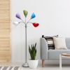 Floor Lamp with 5 Adjustable Lights, Primary Color Shades, Silver