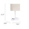 Modern Rectangular Multi-Use 1 Light Desk Lamp with 2 USB Ports and Charging Outlet with Beige Fabric Shade, White