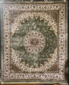 Regal 10 x 14 Green and Ivory Isfahan Design