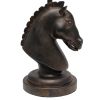 Polyresin Decorative Chess Horse Shaped Desk Lamp with White Tapered Fabric Shade, Dark Bronze