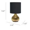 Hammered Gold Drip Mini Tabletop Lamp, Black