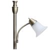 Torchiere Floor Lamp with Reading Light and Marble Glass Shades, Antique Brass