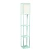 Floor Lamp Etagere Organizer Storage Shelf with Linen Shade, Aqua