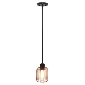 7" Ironhouse One Light Industrial Decorative Hanging Metal Caged Mini Pendant Ceiling Light Fixture for Kitchen Island, Dining Room, Bar, Bedroom, Li