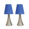 Valencia 2 Pack Mini Touch Tabletop Lamp Set with Fabric Shades Blue